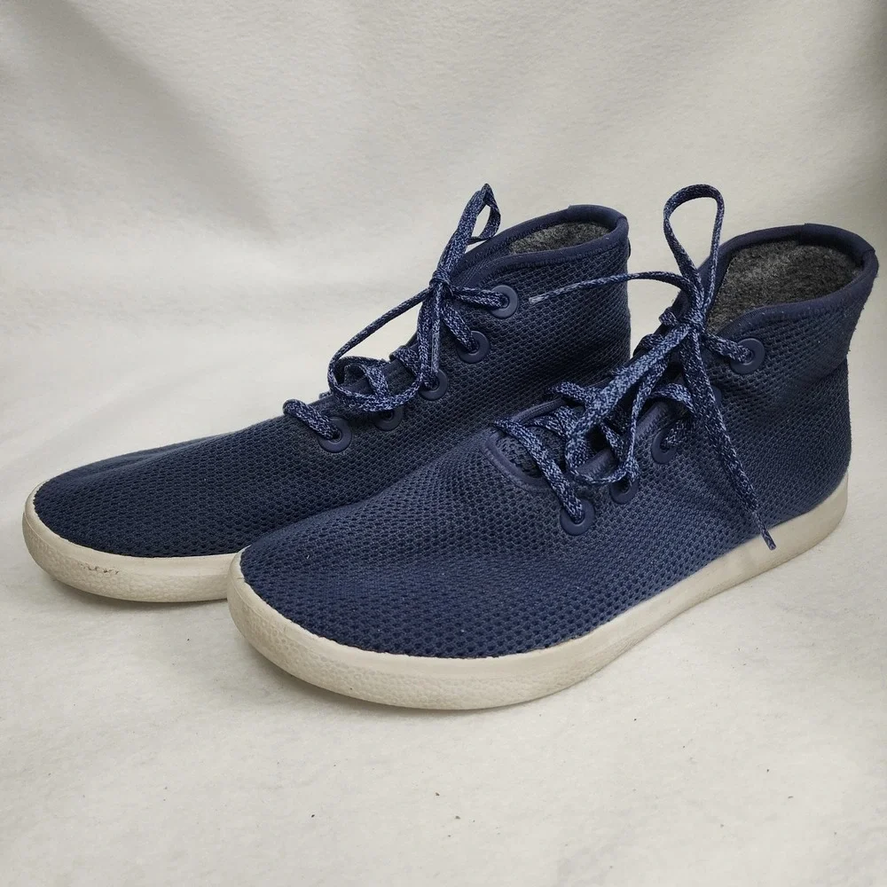 Allbirds Tree Toppers Mens US M12 Running Shoes Blue High Top Knit Sneakers